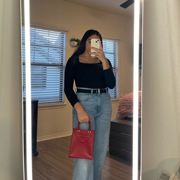 Red Prada Leather Handbag - Picture 9 of 9